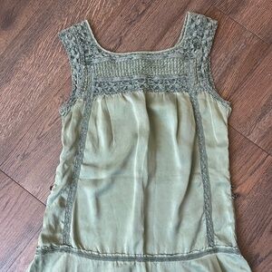 Free People Green Tunic Top/Dress 100% silk